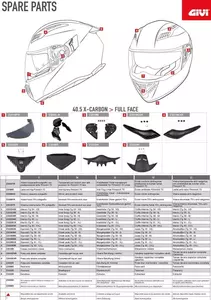 Para-brisas de capacete Givi Z2524TR 40.5 X-CARBON transparente, pinos para pinlock - Z2524TR
