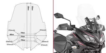 Toebehoren transparant windscherm Givi Kawasaki Versys 1000 17-18 - D4120ST