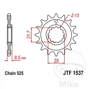 Roda dentada dianteira JT JTF1537.14, 14z tamanho 525-1