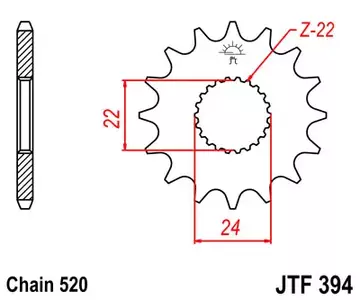 Priekšējais zobrats JT JTF394.13, 13z izmērs 520 - JTF394.13