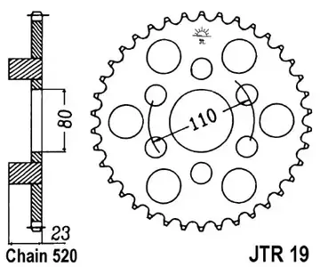 Задно зъбно колело JT JTR19.37, 37z размер 520