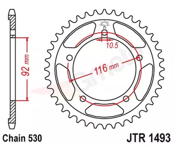 Bakre kedjehjul JT JTR1493.42, 42z storlek 530 - JTR1493.42