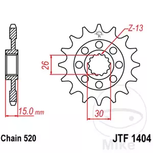 JT első lánckerék JTF1404.15, 15z 520-as méret - JTF1404.15