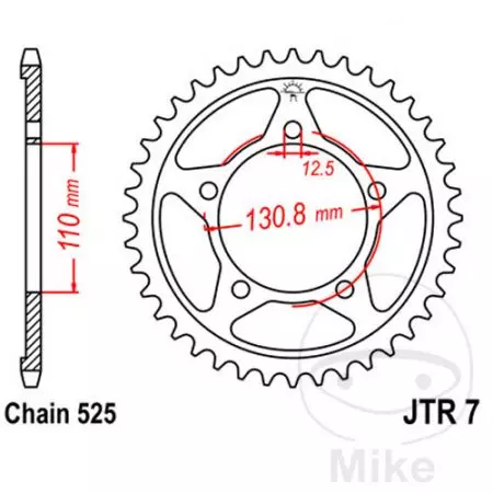 Zębatka tył stalowa JT JTR7.45, 45z rozmiar 525-2