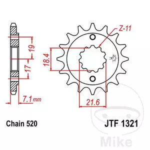 Prednji zobnik JT JTF1321.14, 14z, velikost 520 - JTF1321.14