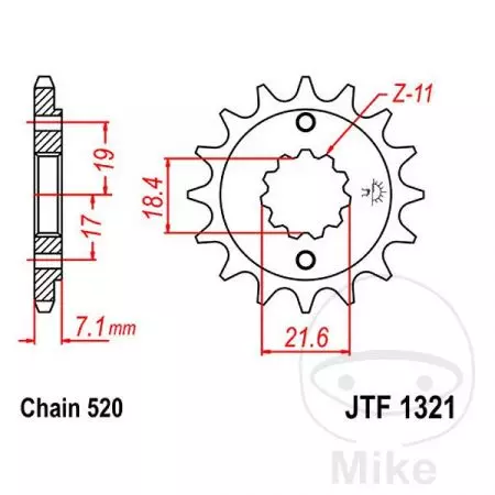 Přední řetězové kolo JT JTF1321.14, 14z velikost 520-2