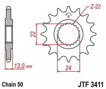 JT främre kedjehjul JTF3411.16, 16z storlek 530 - JTF3411.16