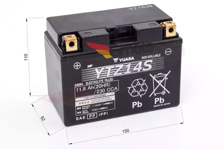 Gelbatteri 12 V 11,2 Ah Yuasa YTZ14S-2