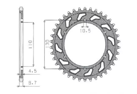 Sunstar baghjulskædehjul i stål SUNR1-5474-44 størrelse 530 (JTR479.44) - 1-5474-44