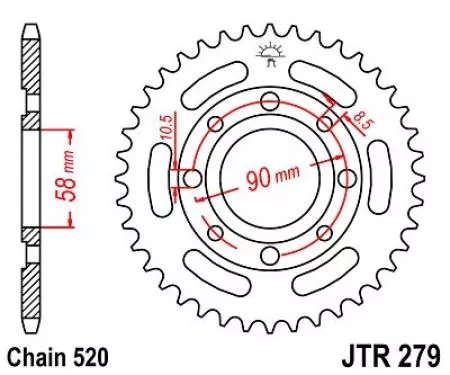 JT πίσω γρανάζι JTR279.33, 33z μέγεθος 520-2