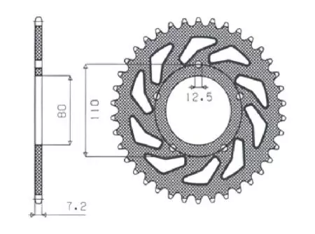 Pignone posteriore Sunstar in acciaio SUNR1-4335-45 misura 525 (JTR1332.45)-2