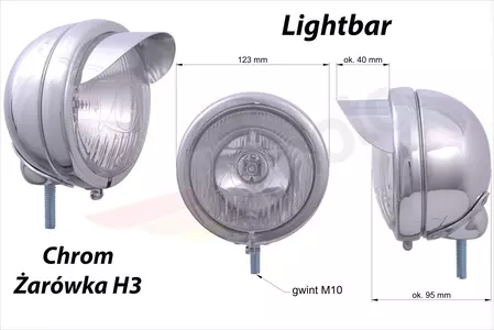 Chromen lamp met lichtbalk 4,5 in. kap 1 st.-2