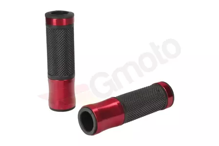 Styrhandtag i gummi och aluminium svart/röd kpl-2