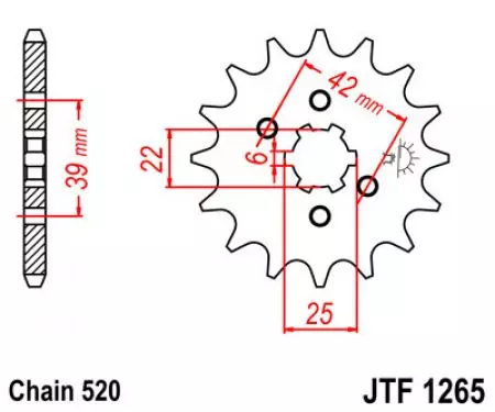 Предно зъбно колело JT JTF1265.15, 15z, размер 520-2