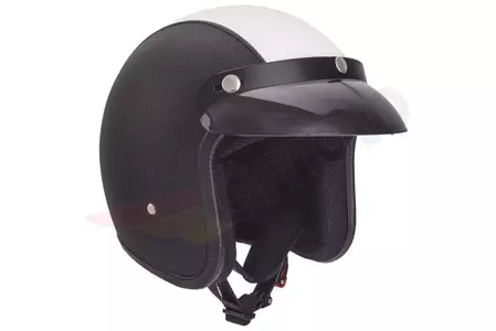 Awina moto casco abierto TN8658 cuero blanco y negro XS-1