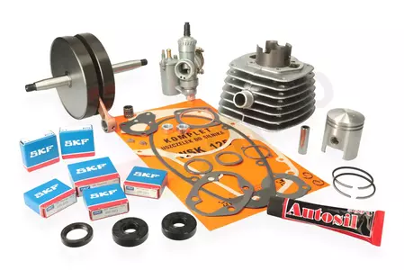 Kit de réparation arbre Duells + cylindre Almot + roulements SKF + carburateur WSK 125-2