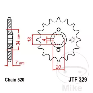 Piñón delantero JT JTF329.12, 12z tamaño 520 - JTF329.12
