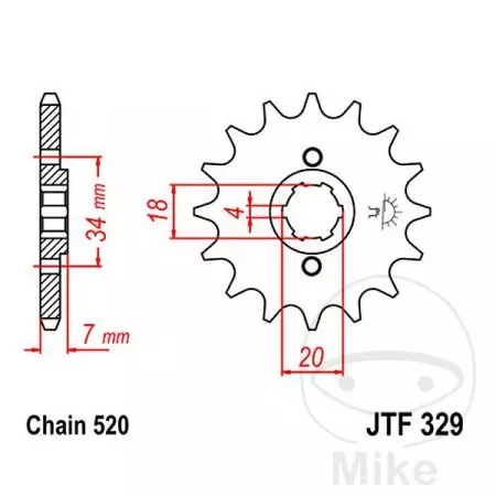 Предно зъбно колело JT JTF329.12, 12z размер 520-2