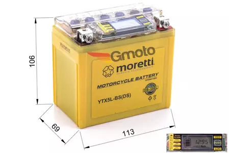 Gelbatterij 12V 5 Ah Moretti YTX5L-BS met display-2