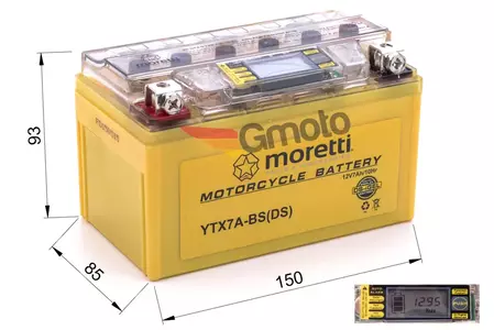 Gél akkumulátor 12 V 6 Ah Moretti YTX7A-BS kijelzővel-2