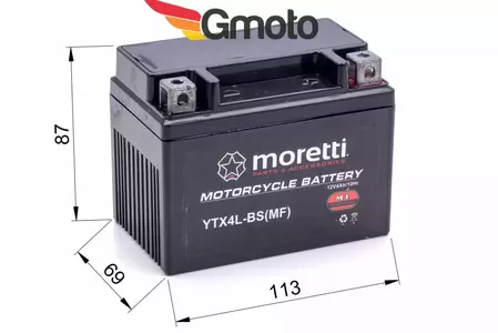 Gelbatterij 12V 4 Ah Moretti YTX4L-BS-2