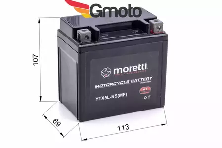 Gelbatterij 12V 5 Ah Moretti YTX5L-BS-2