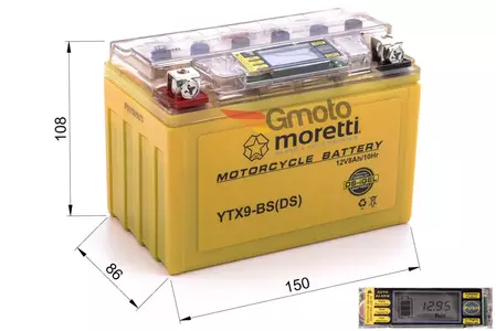 Gelová baterie 12V 9 Ah Moretti YTX9-BS s displejem-2