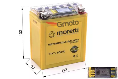 Gél akkumulátor 12V 6Ah Moretti YTX7L-BS kijelzővel-2