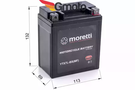12V 6Ah gelinis akumuliatorius Moretti YTX7L-BS-2
