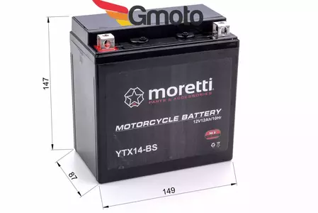 Gel Batterie Akku 12V 12Ah YTX14-BS Moretti-2