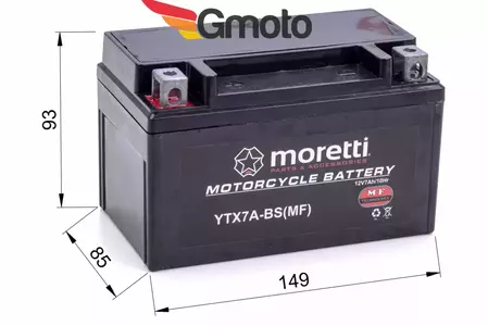 Gel Batterie Akku 12V 6 Ah YTX7A-BS mit Ladegerät Moretti-2