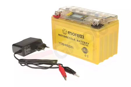 Batterie gel 12V 9 Ah Moretti YTX9-BS + chargeur