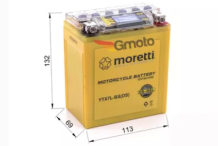 Μπαταρία gel 12V 6Ah Moretti YTX7L-BS + φορτιστής-2