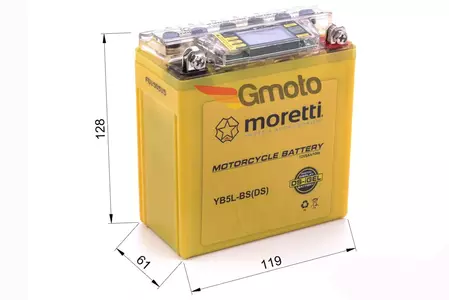 Gelbatteri 12V 5 Ah Moretti YB5L-BS + oplader-2
