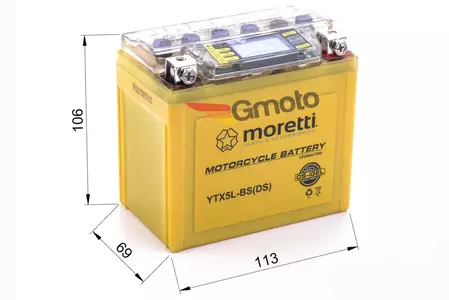 Gelbatteri 12V 5 Ah Moretti YTX5L-BS + oplader-2