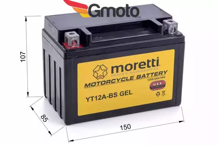 Baterie gel 12V 9,5Ah Moretti YT12A-BS + încărcător-2