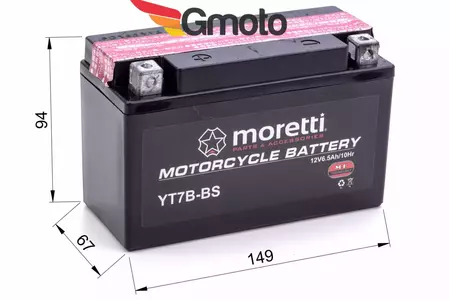 Moretti 12V 6.5Ah YT7B-BS Batterie + Ladegerät-2