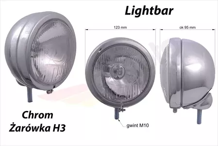 Zestaw lightbarów 4,5 cala 2szt + przełącznik świateł chrom-2
