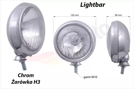 Xan 125 4,5 inch lightbar set 2st + chromen lichtschakelaar-2