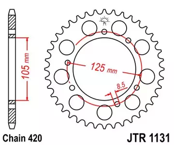 Kettenrad hinten Stahl JT JTR1131.45, 45 Zähne Teilung 420-1