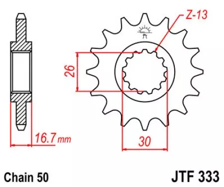 Forreste tandhjul JT JTF333.14, 14z størrelse 530-2