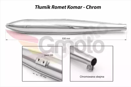 Tłumik chromowany delux Romet - Komar-4