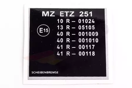 Naljepnica za glavnu cijev ETZ 251 - 86147