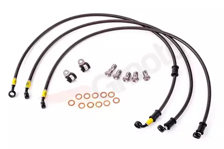 Conjunto HEL de cabos de travão dianteiros/traseiros entrançados em aço do tipo S (4 peças) Honda CBF 500-2
