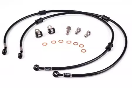 Conjunto HEL tipo P (2 unid.) de cabos de travão dianteiros/traseiros entrançados em aço Honda CBF 500-2