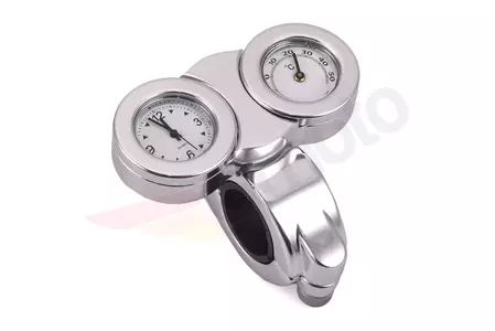 Zegarek + termometr na kierownice chrom - 86842