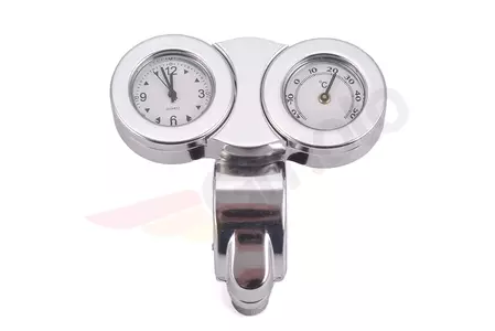 Relógio + termómetro de guiador cromado-2
