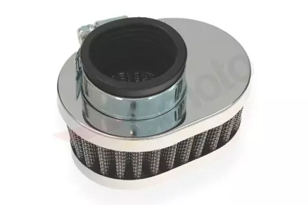Vzduchový filtr kuželový 35 mm oválný chromovaný nízký-3