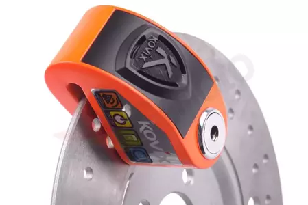 Zámok kotúčovej brzdy s alarmom KOVIX KD6 oranžový