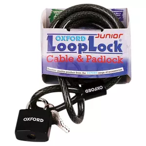 "Oxford Loop Lock" apsauginis kabelis su pakabinama spyna 1,6 m-1